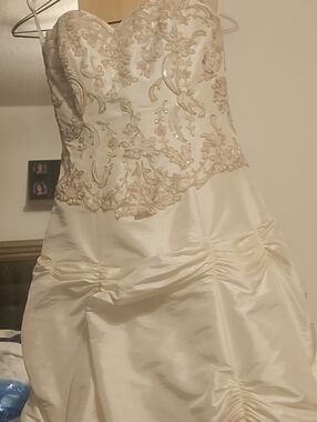 David's Bridal Ivory Champagne Bustier